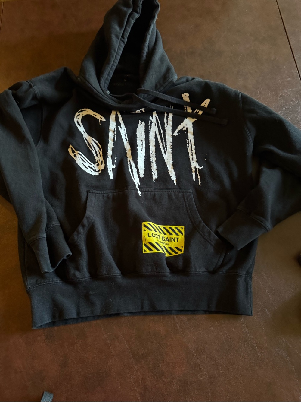 Men’s Black Hoodie with Bold White Logo